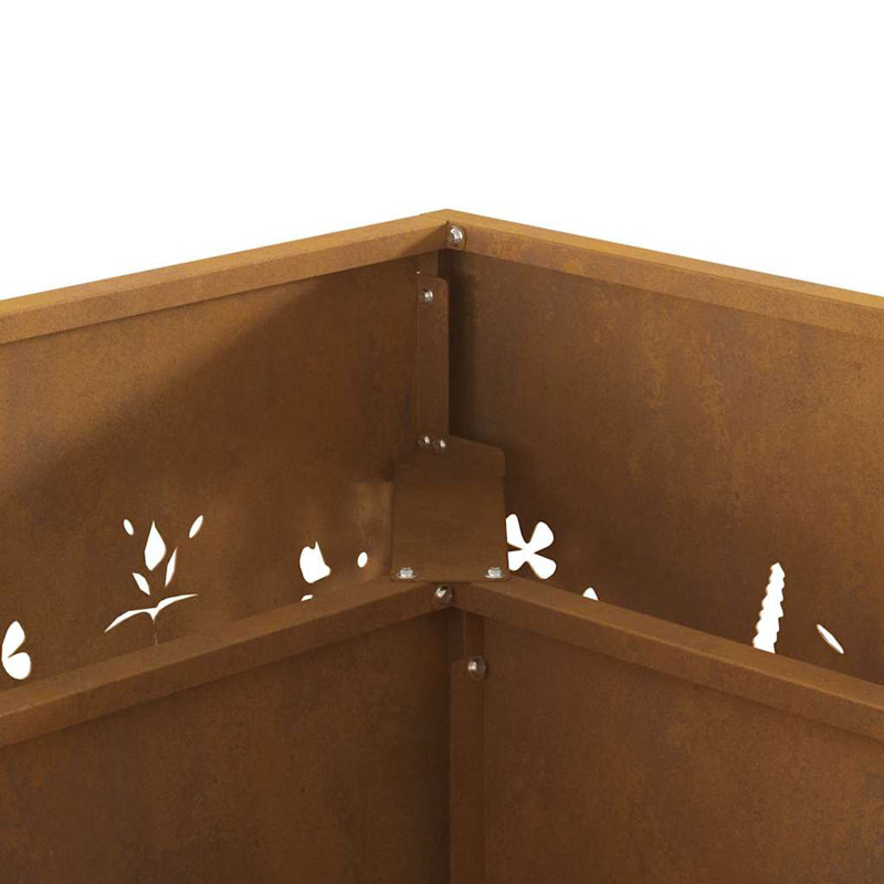 Modern Steel Fire Pit, Brown, 30cm H x 60cm W x 60cm D