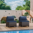 Kalinowski 2-Piece Modern Outdoor Sectional Sofa Set With Adjustable Feet Splash-Proof Cushions & Secure Seat Clips