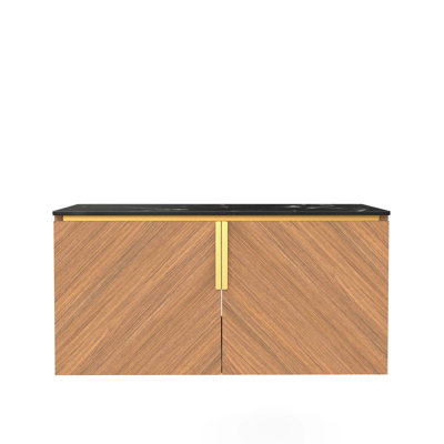 36" Sintered Stone With Stone Pattern Countertop And Brown Oak Cabinet (Not Sink)