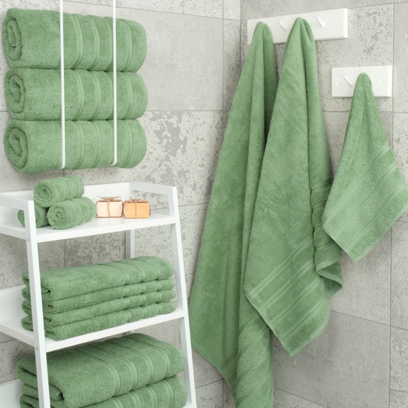 Ensemble de serviettes de bain turques de luxe 100% coton 4 pièces Edison Collection, Vert sauge