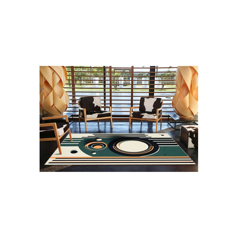 Tapis lavable à motifs Modern Space, Sous-tapis carré 3 pi 3 po inclus