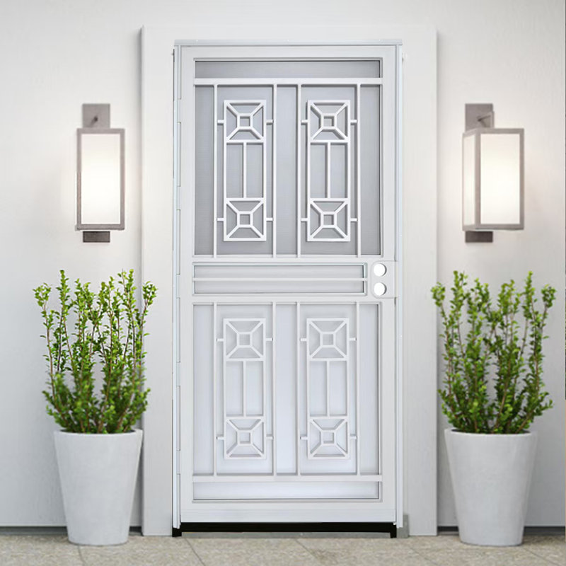 Porte de sécurité de luxe en acier Grisham, porte de tempête en fer 36 x 80 po, blanc