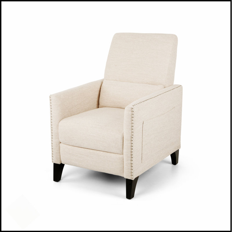 Sleek Push Back Recliner For Ultimate Comfort And Relaxation, Perfect For Living Rooms And Reading Corners., Beige