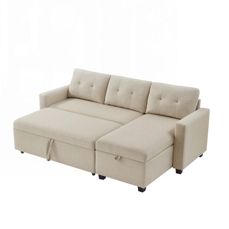 Canapé modulaire rembourré avec rangement, Mélange de lin beige