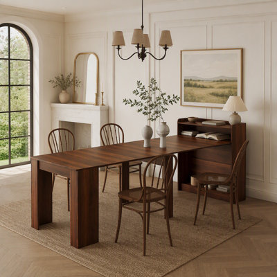 Modern Extendable Dining Table with Storage, Perfect for Small Spaces and Versatile Use in Various Rooms.
