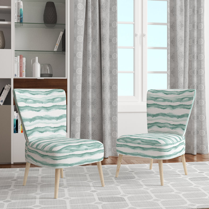 Chaise rembourrée rayée - Chaise d'appoint verte et blanche River Lines, Chaise d'appoint sans accoudoirs