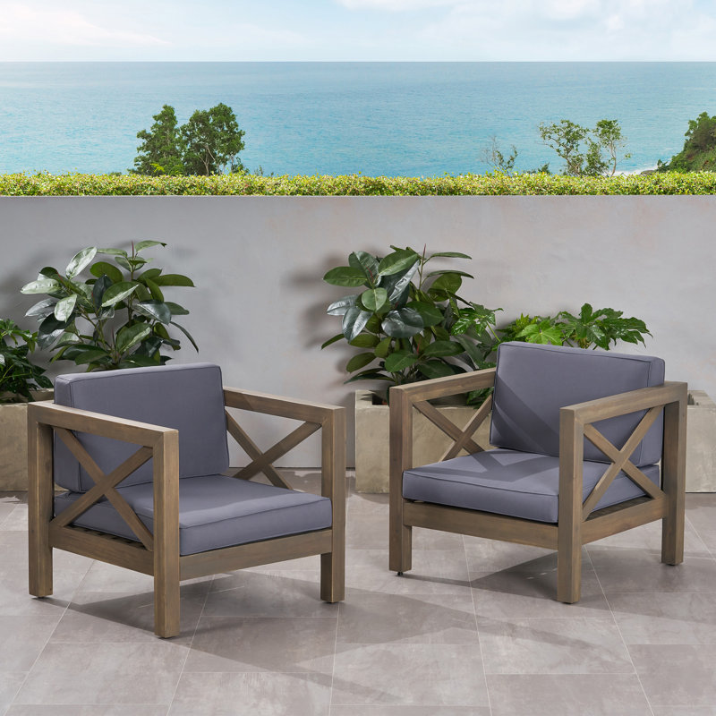 Acacia Outdoor Lounge Chair, Gray Frame / Dark Gray Cushion