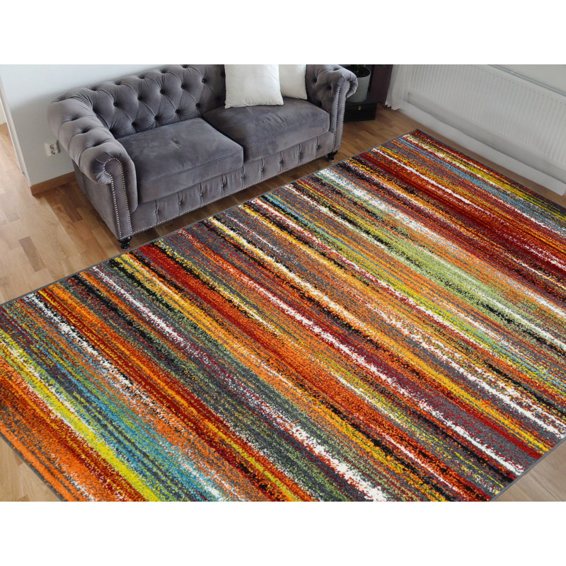 Aimon Striped Indoor Rug, Rectangle 5' x 7'