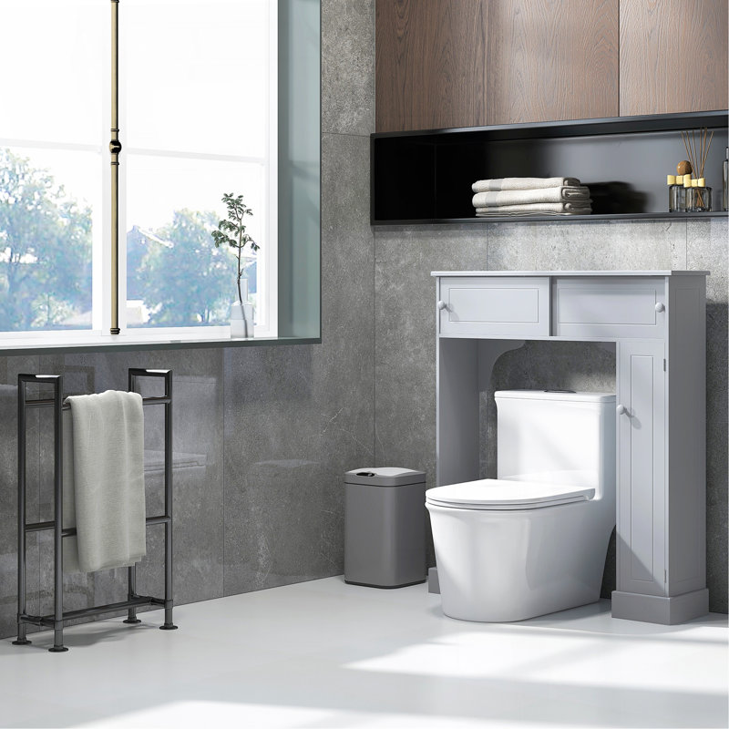 Armoire de rangement au-dessus de la toilette avec tablettes réglables, support de toilette