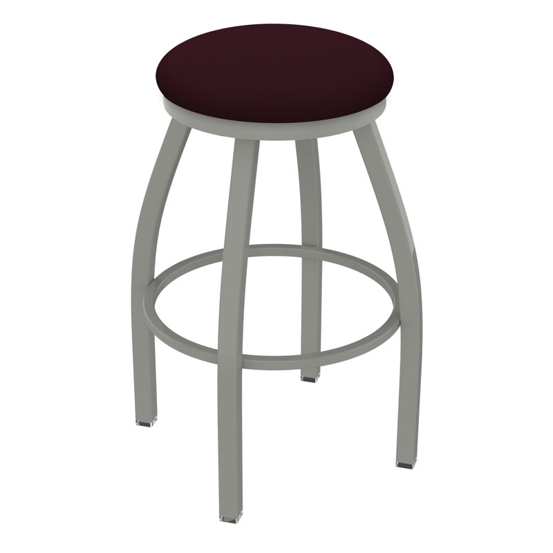 Cragin Swivel Upholstered Counter Stool, Anodized Nickel, Vinyl-Canter Bordeaux, Extra Tall (36” Seat Height)