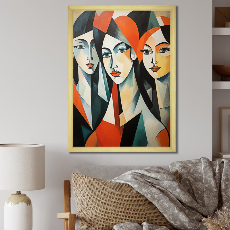 Art mural sur toile "Les Demoiselles Davignon III", H 20 po x l 12 po x P 1 po, Encadrement doré