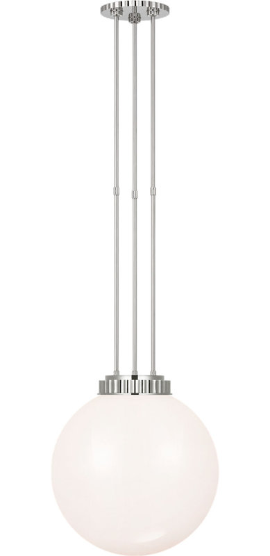 Cavill 16" Pendant with White Glass, Polished Nickel
