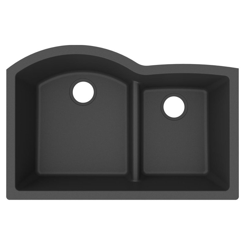 Elkay Quartz Classic 33" x 22" x 10" Double Bowl Undermount Sink with Aqua Divide, Graphite, Matte Black