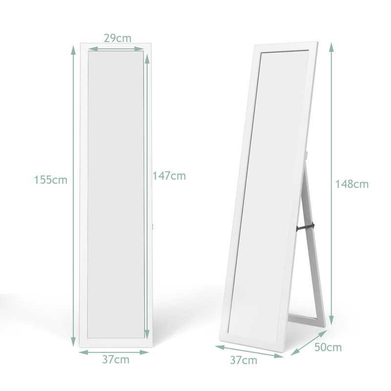 Devany Wood Flat Wall Mirror, White