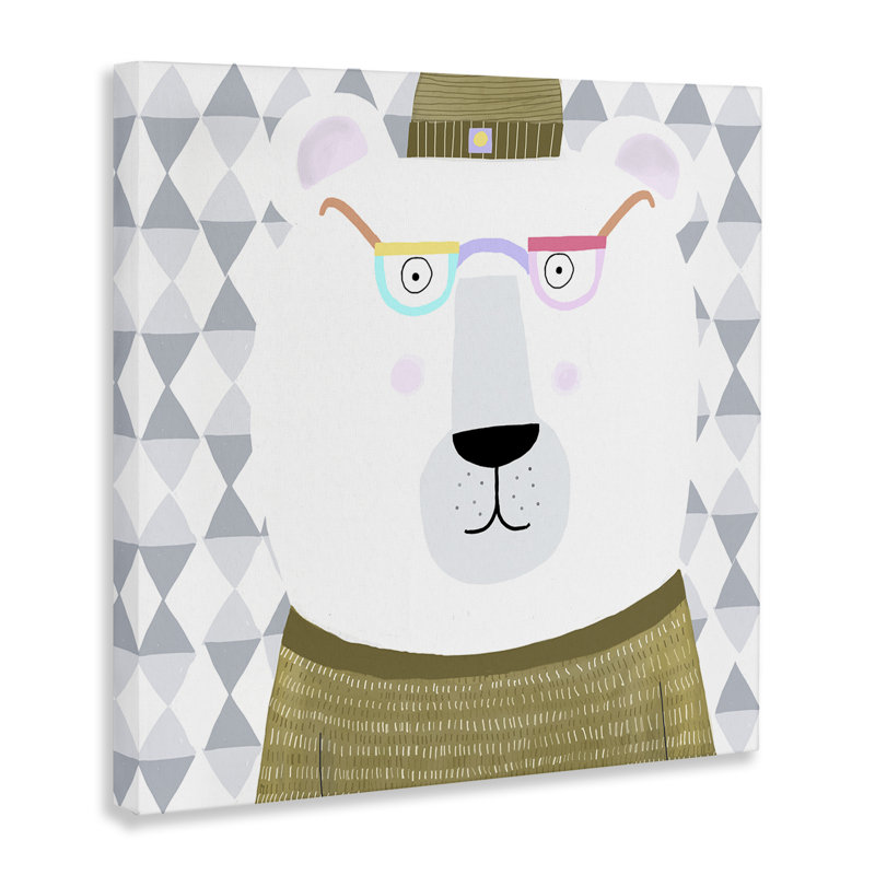 Ours polaire en toile et chapeau, conception par Carla Daly, H 17 po x l 17 po