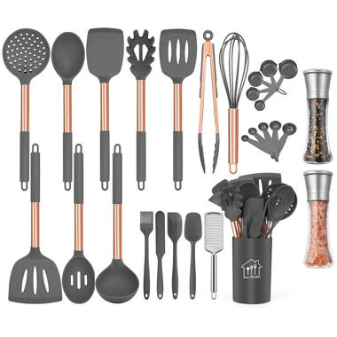 Kitchen Utensils Set High Quality Stainless steel with Holder Rack (38  Piece)