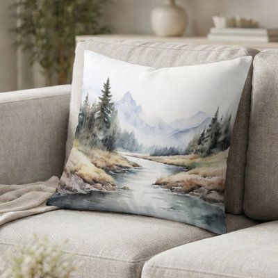 Coussin décoratif River Mountain - River Mountain In Minimal Canada II