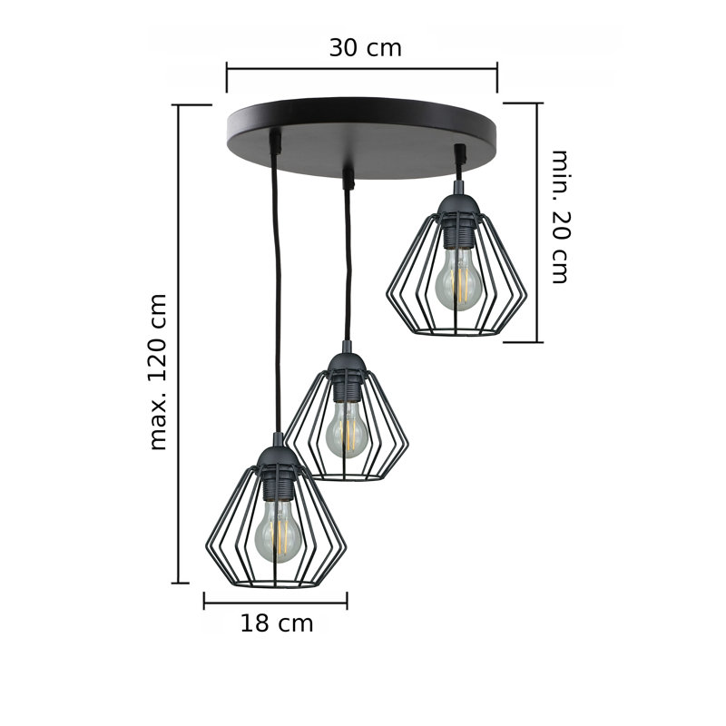 Diejuste 3 - Light Cluster Pendant, Black