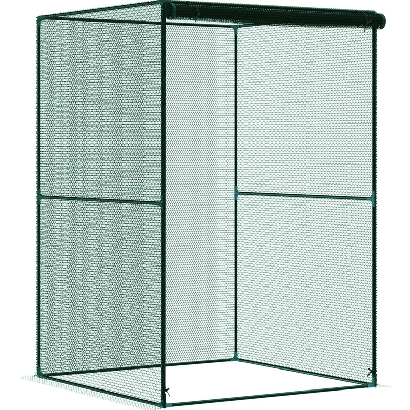 Cage à plante de jardin 4 'X, accès à fermeture à glissière, structure en acier, porte en filet pour plantes et oiseaux
