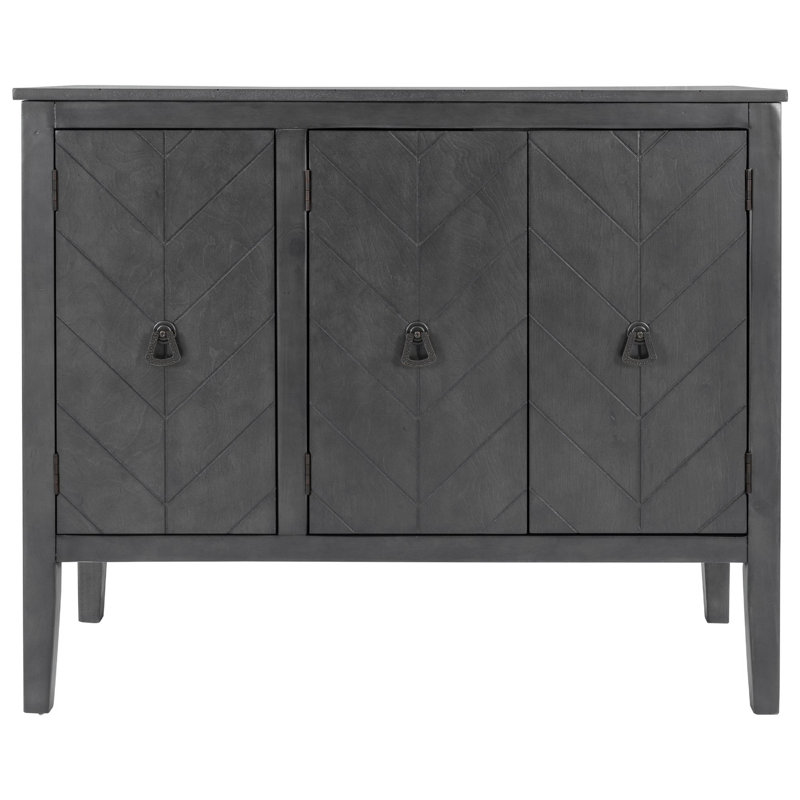 Cabinet  With 3 Doors And Inner Adjustable Shelves, Gray