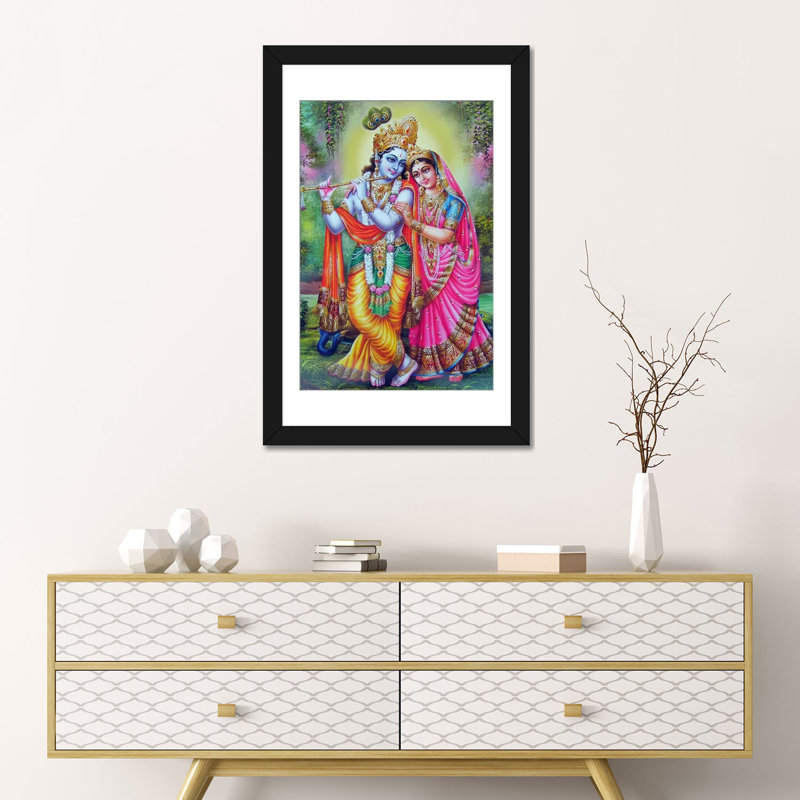 «Hindu», reproduction d'art sur toile tendue, H 24 po x l 16 po x P 1 po, Papier beaux-arts encadré noir, Blanc