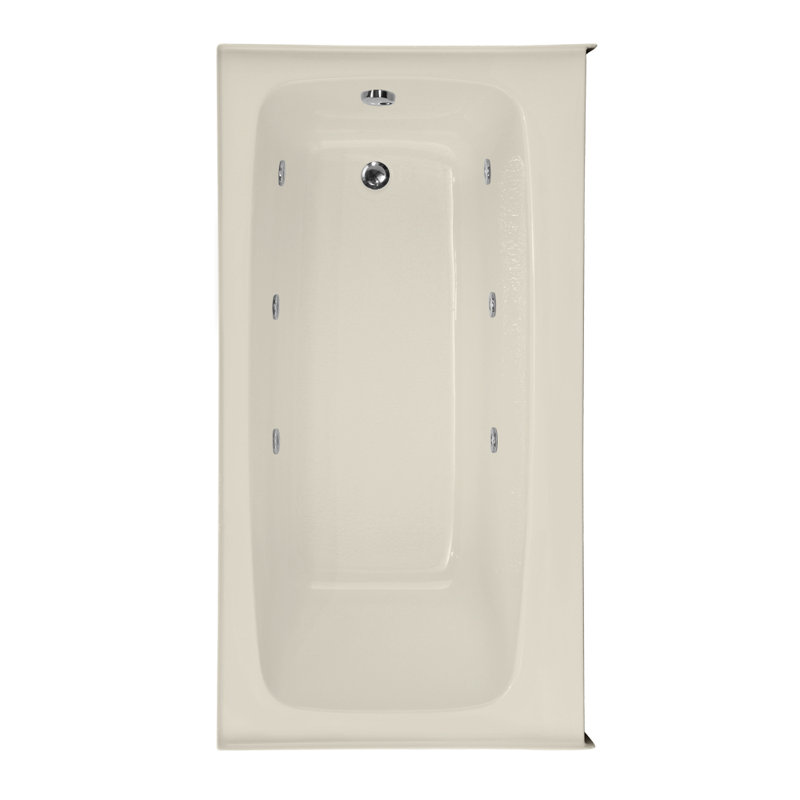 Regan 66'' L Alcove Whirlpool Bathtub, Biscuit