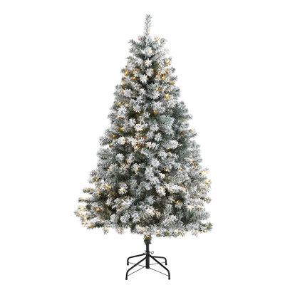 Arbre de Noël enneigé et givré avec lumières DEL fixes / constantes