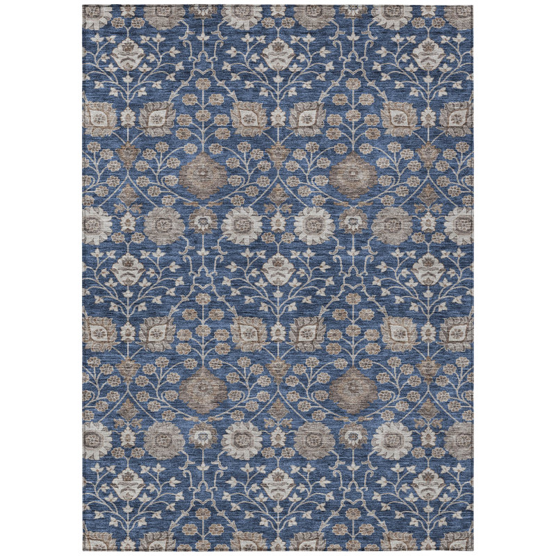 Machine Washable Indoor/Outdoor Cicel ACN1155 Navy Rug, Rectangle 2'6" x 3'10"