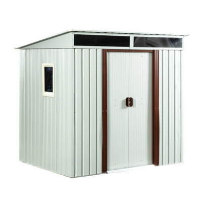 Metal Storage Shed With Window And Metal Foundation For Garden And Backyard