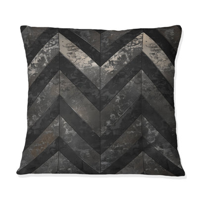 Gray Black Chevron Magic II - Transitional Throw Pillow