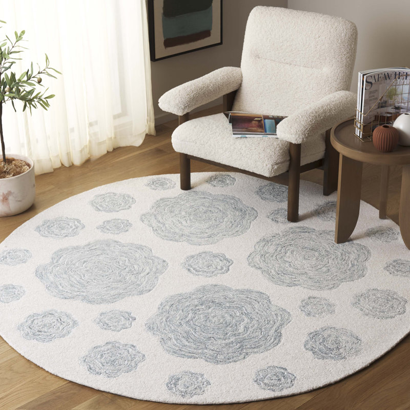 Jardin Hand Tufted Performance Floral Rug, Round 6'