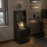 Nightstand With Charging Station, Smart Nightstand With Night Light, Modern Night Stand With Bookshelf, Bedside Tables With Storage Cabinet For Bedroom (Bookshelf)