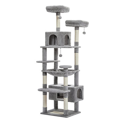 Large Cat Tree, 72 Inches Cat Tower For Large Cats, Cat Condo With Sisal-Covered Scratching Posts And Pads, 2 Padded Perch, Dual Condo And Basket For Indoor