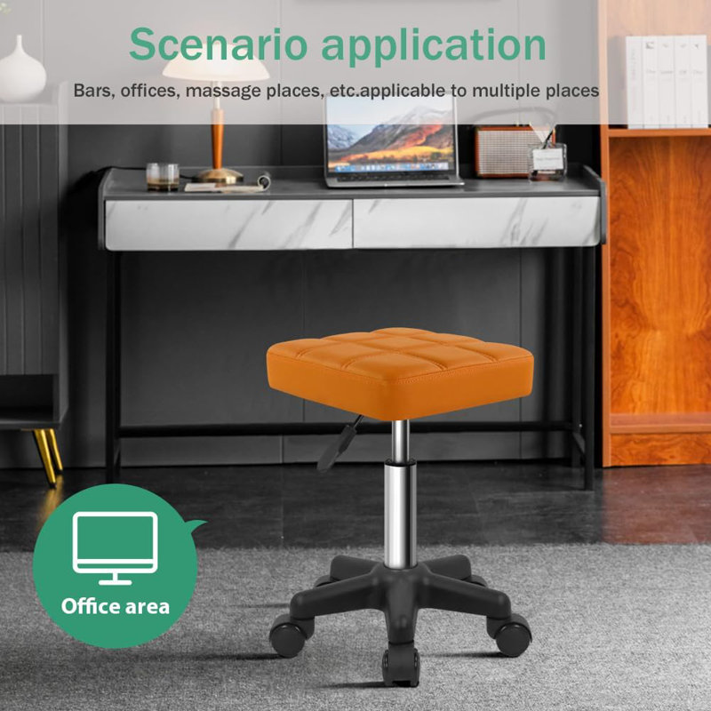 Square Rotating Stool With Wheels, Brown