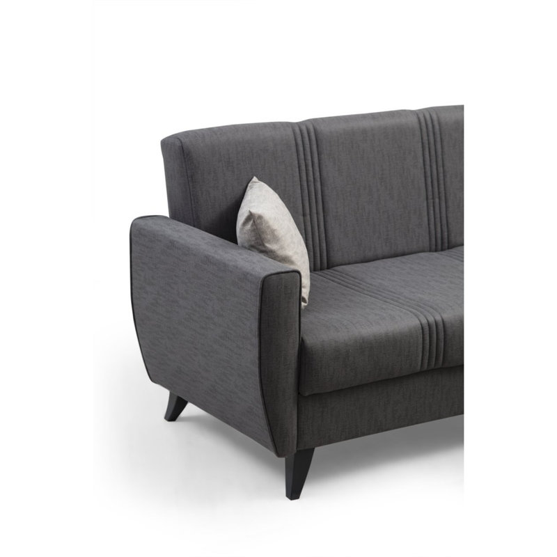 Canapé-lit d'angle Laquieta, Polyester 100 % gris foncé