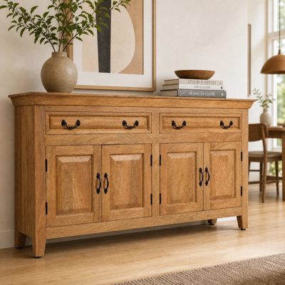Jamya 69" Solid Wood Sideboard Buffet - Natural Finish