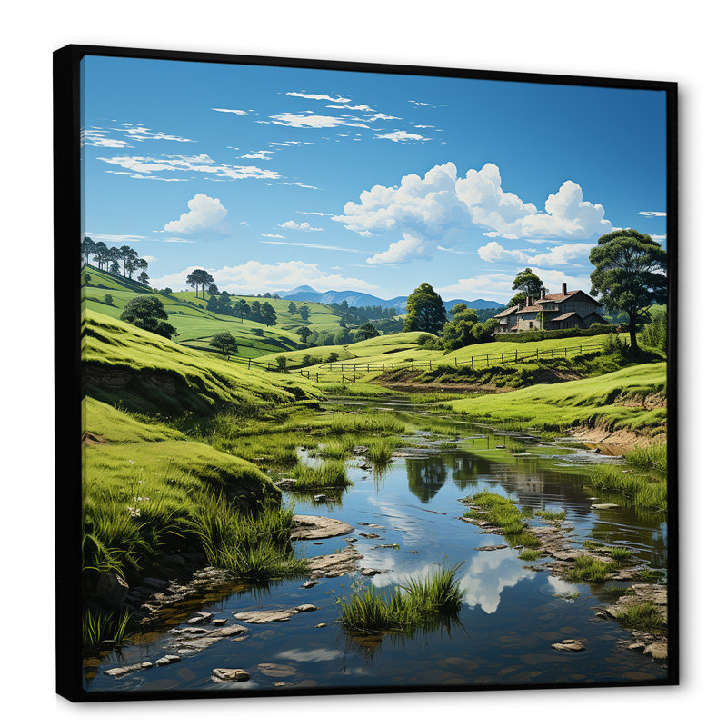 «Mountain Serenity Mountain Panorama» sur toile, Cadre flottant noir, H 16 po x l 16 po x P 1 po