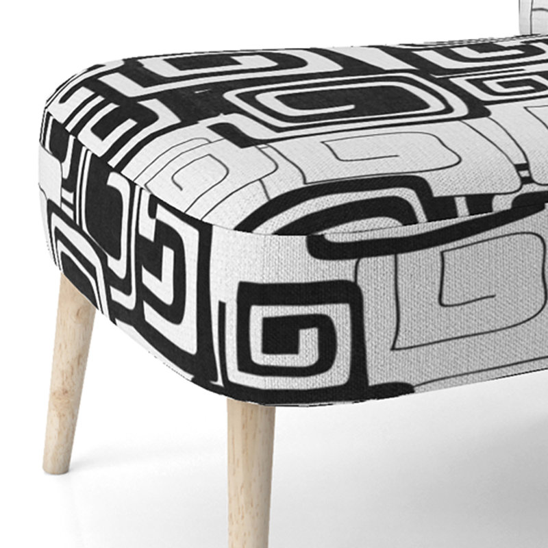 Black And White Geometric - Upholstered Patterned Accent Side Chair