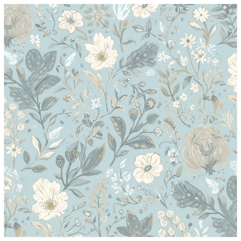Rideau de douche bleu à motif floral très long, 70in W x 84in H