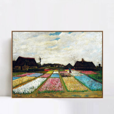 Art encadré, champs d'ampoules, 1883 par Vincent Van Gogh, impression de paysage impressionniste, décoration de bureau de salon (cadre en bois de couleur mince, 18 po x 24 po)