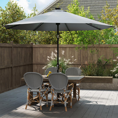 10 FT Solar Patio Umbrella with 96 LED Lights 35° Adjustable Tilt Vented Top
