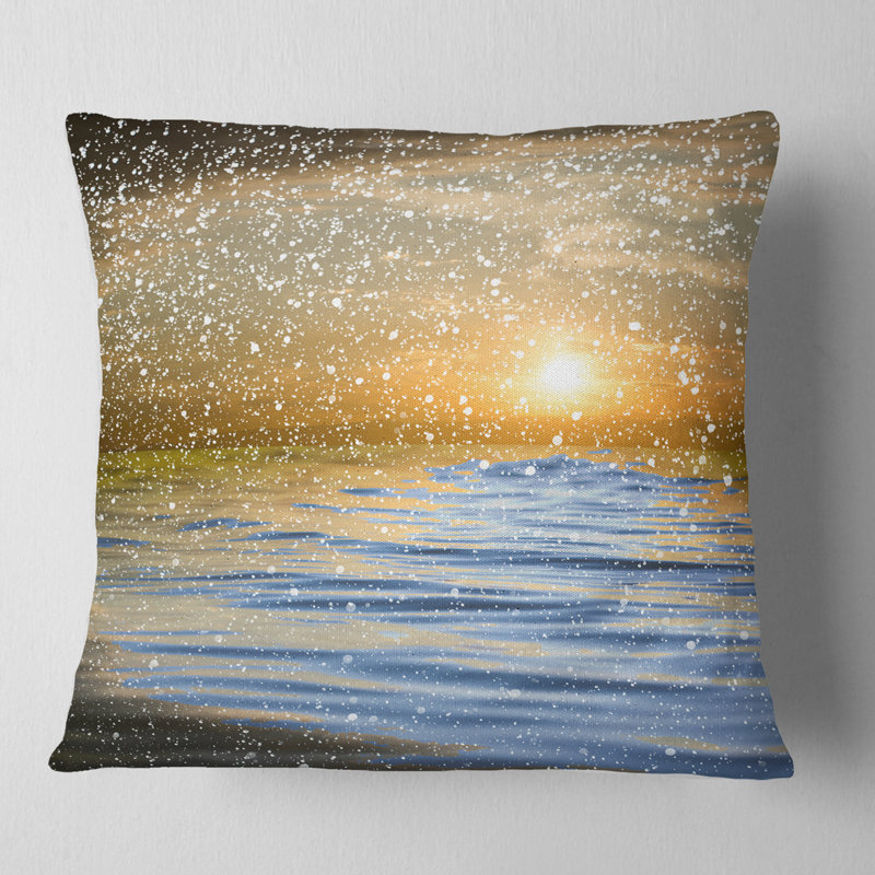 Coussin imprimé nuages avec reflets dans l'eau, 18 po x 18 po, Coussin décoratif