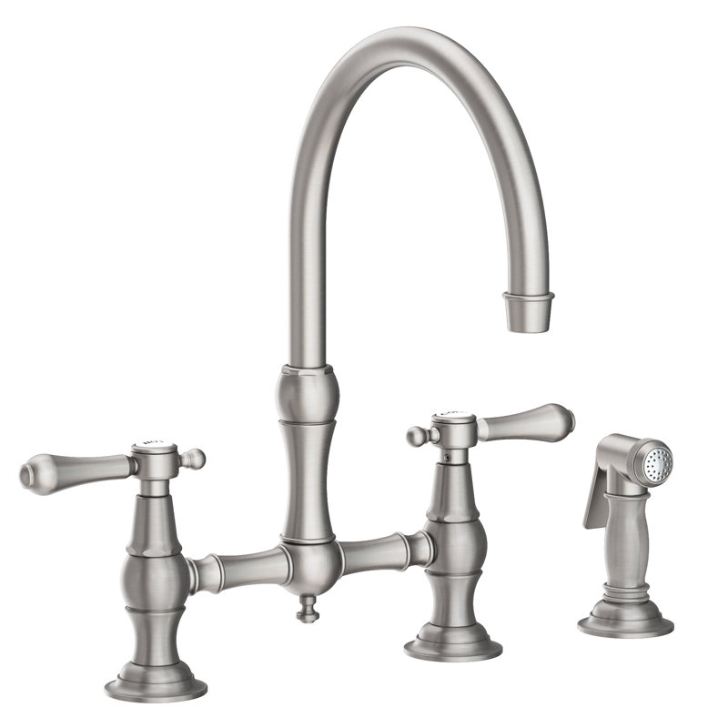 Chesterfield Bridge Kitchen Faucet with Side Spray, Stainless Steel (PVD)