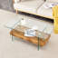 Table basse moderne 43,3 pouces à deux niveaux - Design élégant en verre transparent et bois clair. Utilisation polyvalente comme table basse, table d'appoint ou présentoir-272255032
