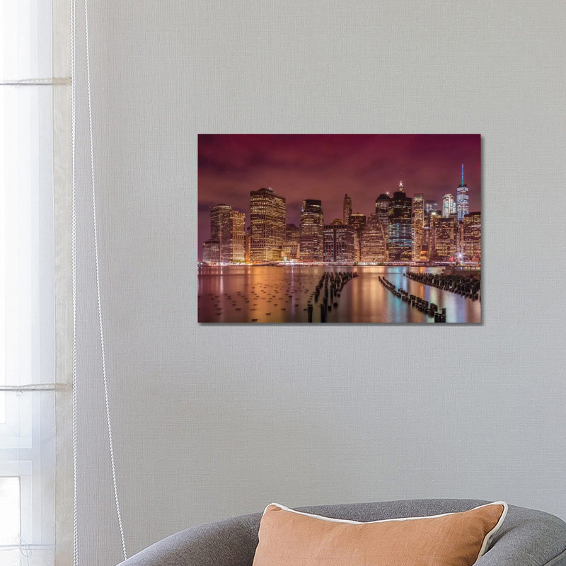 New York City Nightly Impressions by Melanie Viola - Wrapped Canvas Print, 20.32 cm H x 30.48 cm W