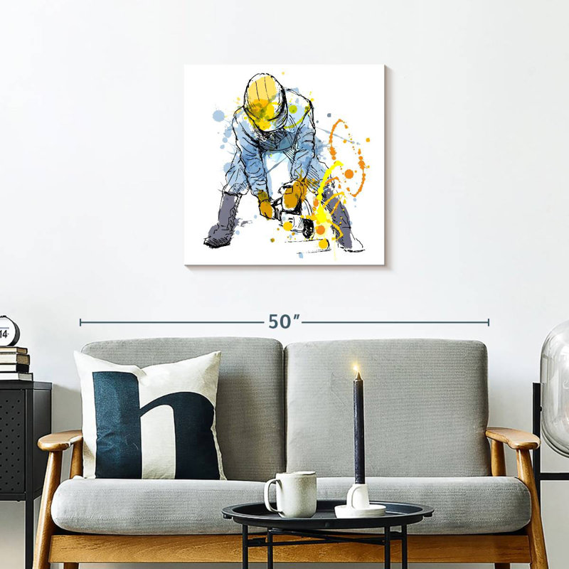Leisha Construction Worker In Action, 24" H x 24" W