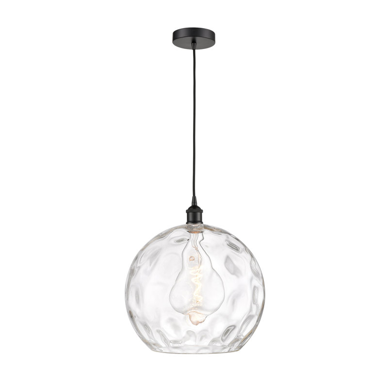 Luminaire suspendu simple à 1 lumière Ralph, H 15,88 po x l 13 po x P 13 po, Noir mat