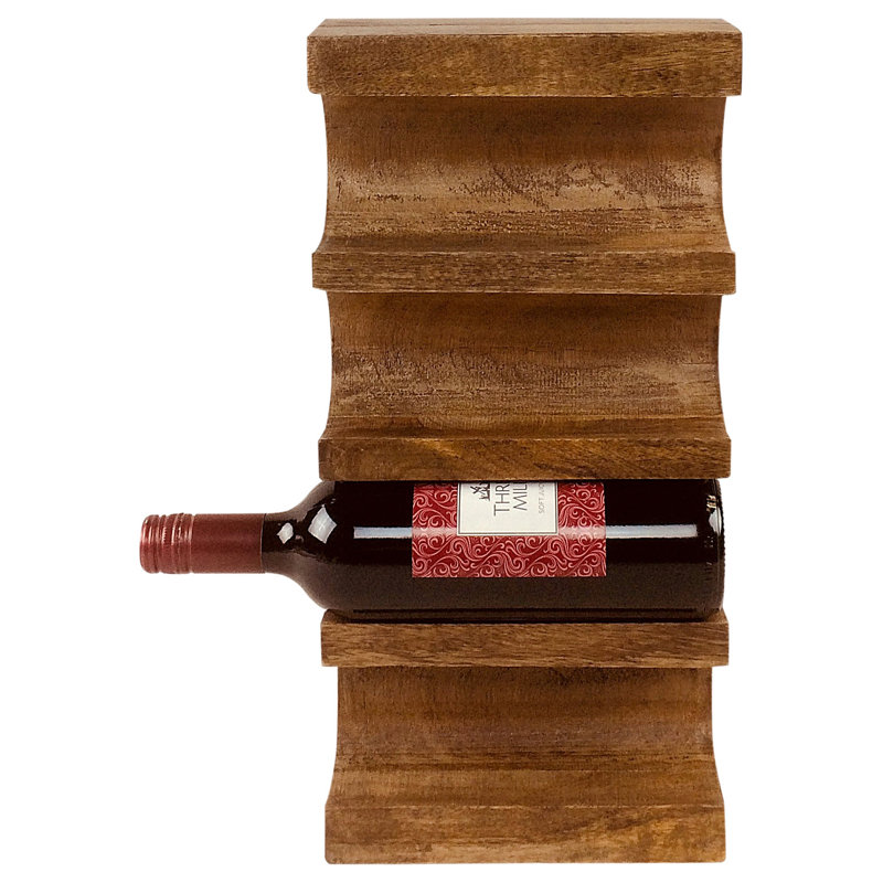 Pittman Solid Wood Wall Mounted Wine Bottle Rack in Brown