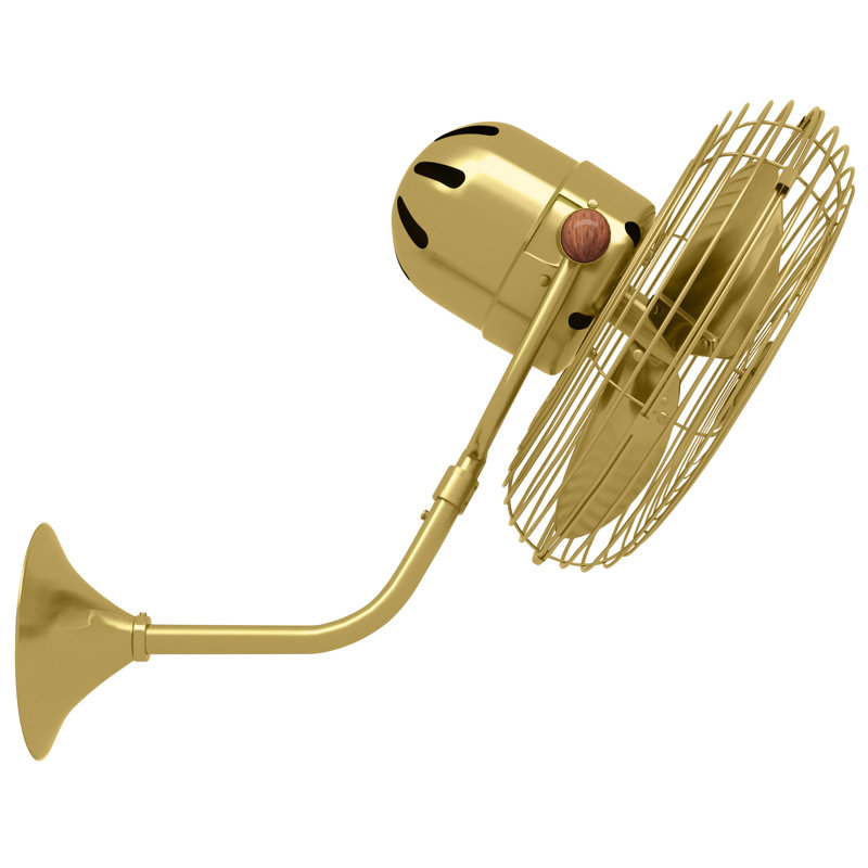 13" Wall Mounted Fan, Brushed Brass