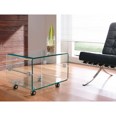 Bobbitt Glass Top Wheel End Table